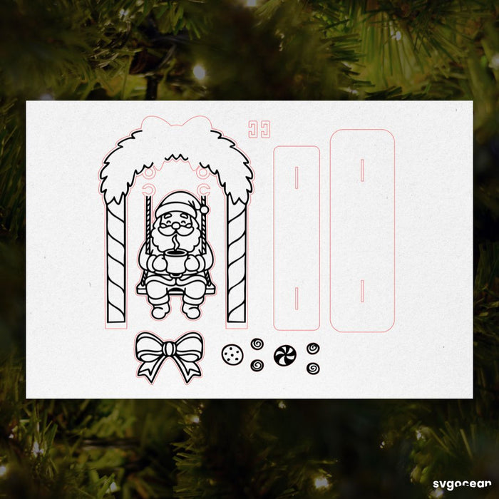 Santa Claus on Swing Laser Cut - Svg Ocean