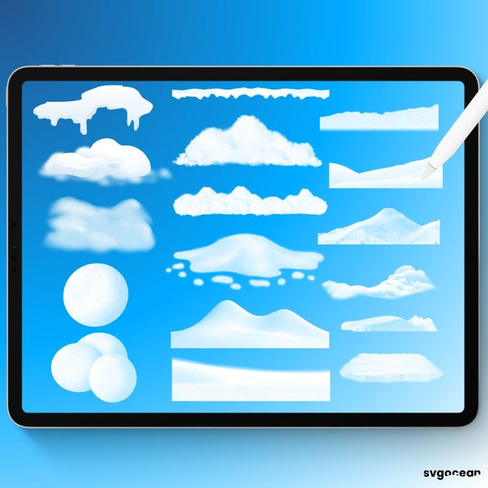 Snow and Ice Procreate Brushes - Svg Ocean