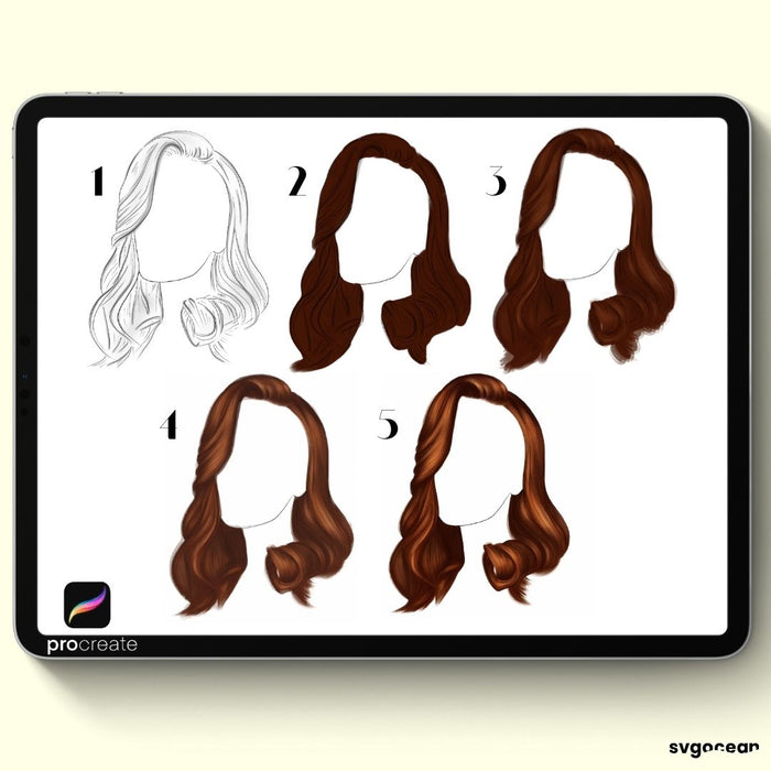 Procreate Hairstyle Stamps & Brushes - Svg Ocean