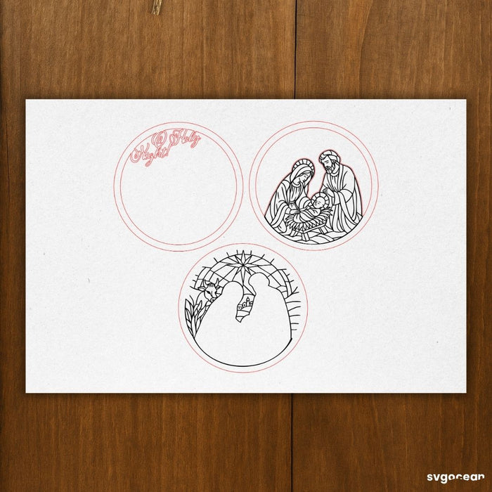 Nativity Stained Glass Door Sign Bundle - Svg Ocean