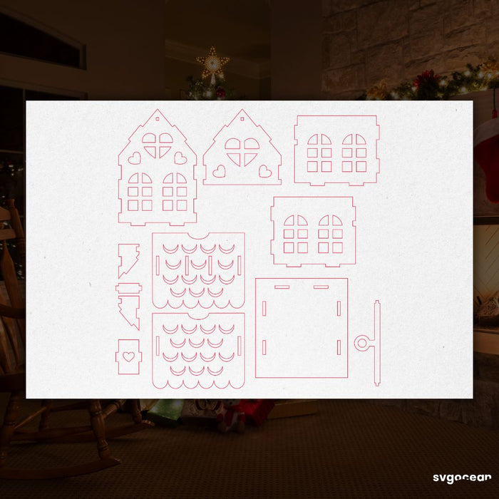 Christmas House Candle Holder SVG - Svg Ocean