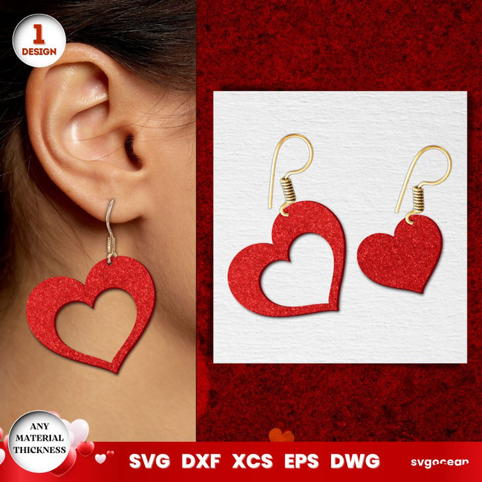 Valentine's Hearts Earrings Laser Cut - Svg Ocean