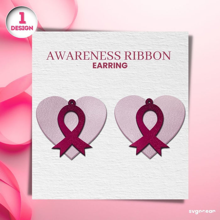 Cancer Awareness Earrings Laser Cut - Svg Ocean