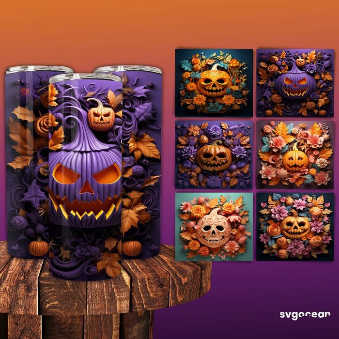 Spooky Pumpkins Halloween Tumbler Wrap - Svg Ocean