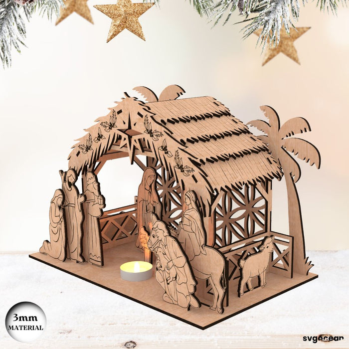 Nativity Scene Candle Holder Laser Cut - Svg Ocean