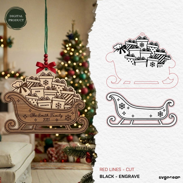 Santa Sleigh Ornaments SVG Bundle - Svg Ocean