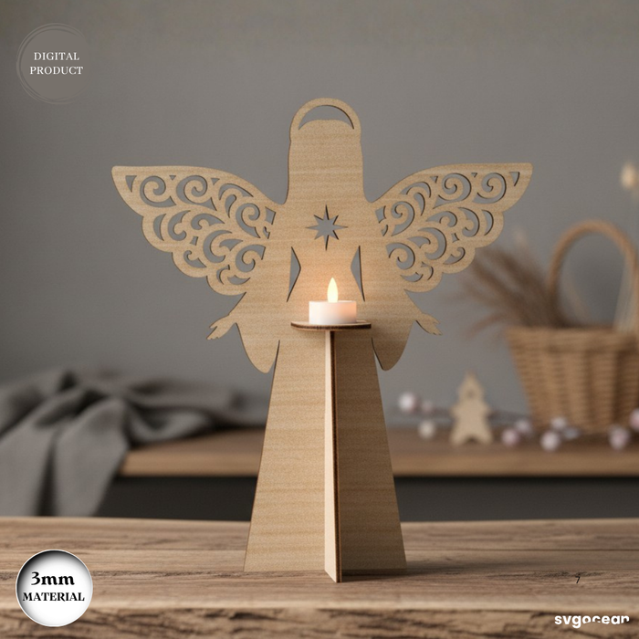 Christmas Angel Candle Stand SVG Bundle- Svg Ocean