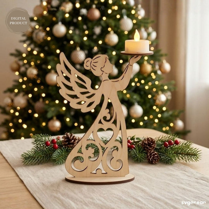 Christmas Angel Candle Holders SVG Bundle - Svg Ocean