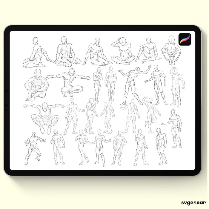 Male Pose Procreate Brushes - Svg Ocean