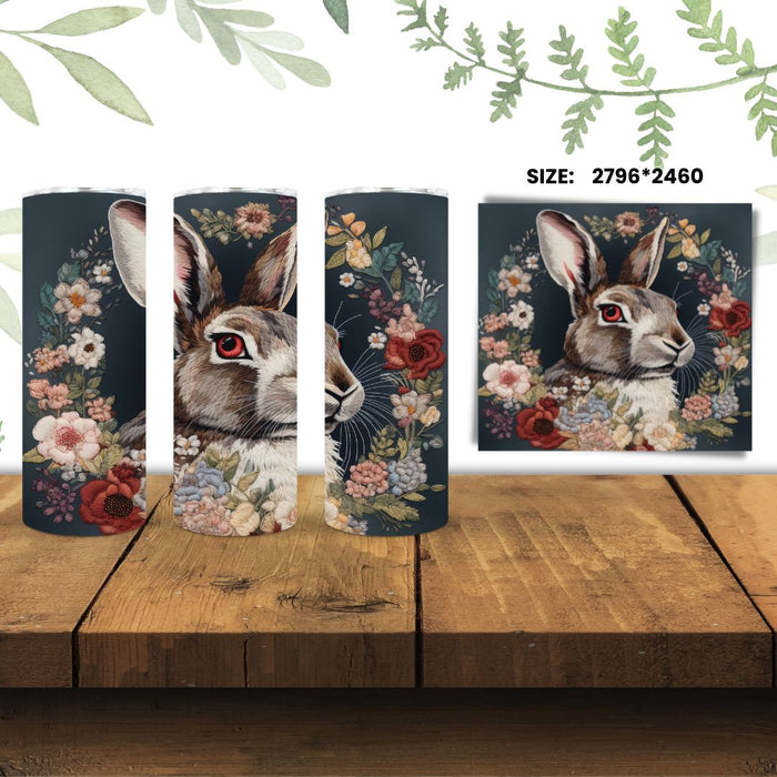 Embroidery Hare Tumbler Wrap Sublimation - svgocean