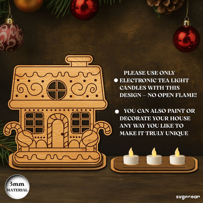 Gingerbread House Candle Holders Bundle - Svg Ocean