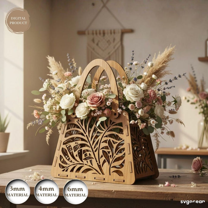 3D Flower Basket Laser Cut Bundle - Svg Ocean