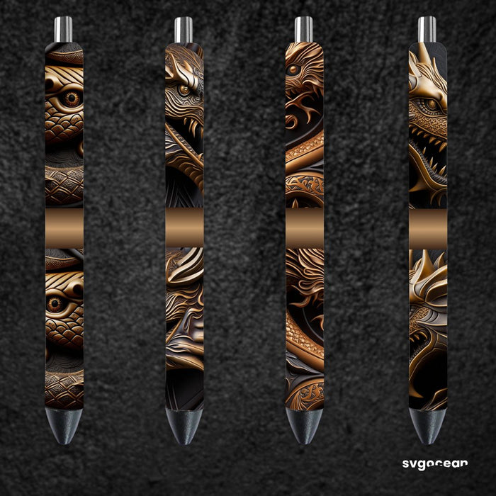 Tooled Leather Dragon Pen Wraps Sublimation Bundle - svgocean