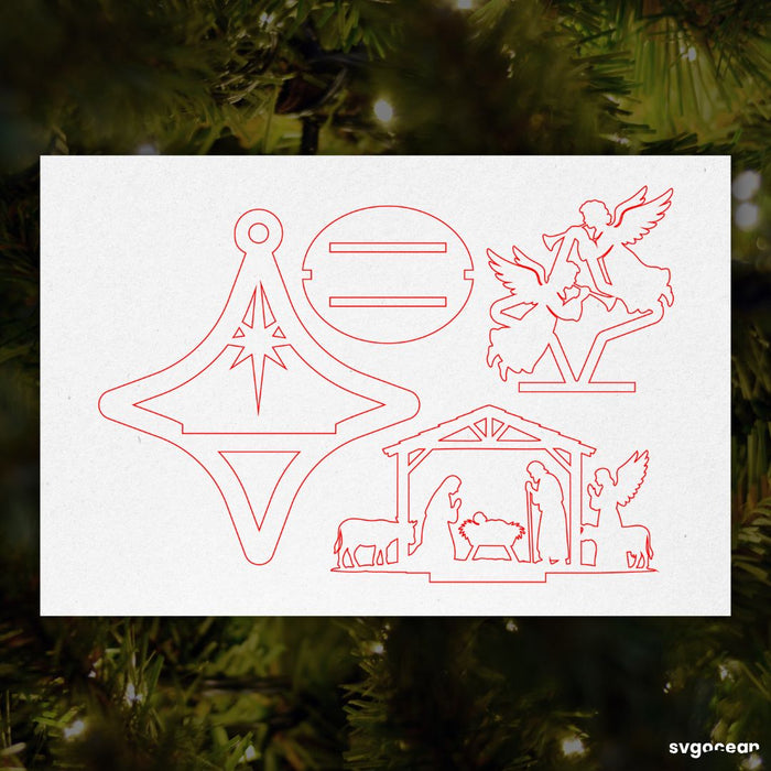 3D Nativity Scene Ornaments Bundle - Svg Ocean