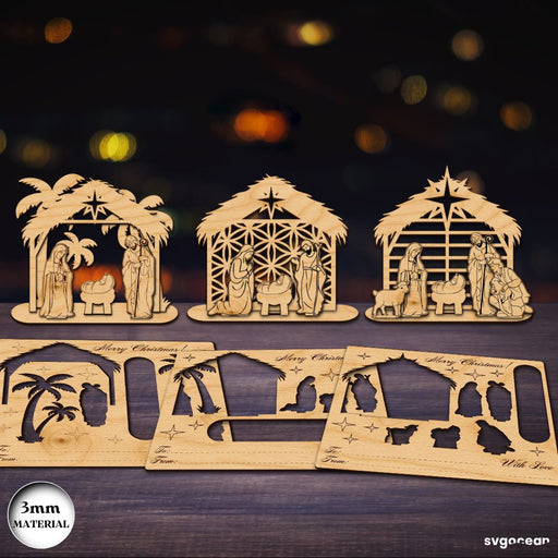 Nativity Scene Gift Cards Bundle - Svg Ocean