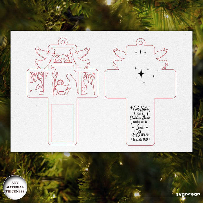 Nativity Cross Ornaments Laser Cut - Svg Ocean