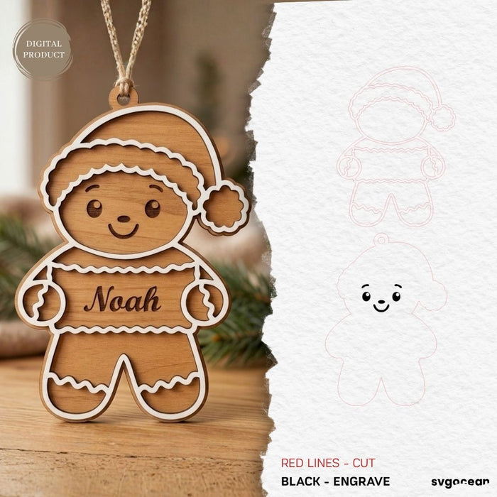 Personalized Gingerbread Ornament SVG Bundle - Svg Ocean