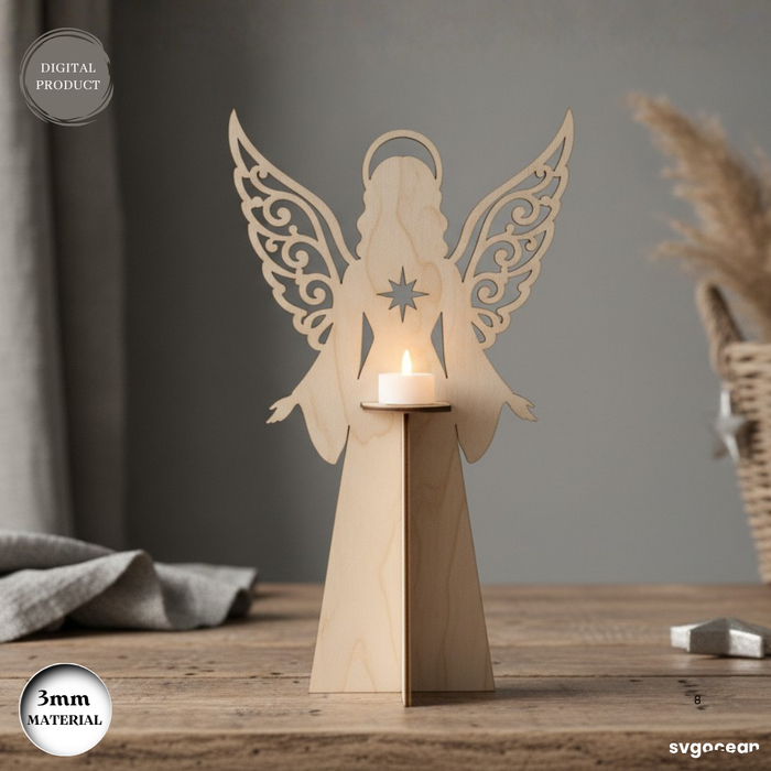 Christmas Angel Candle Stand SVG Bundle- Svg Ocean