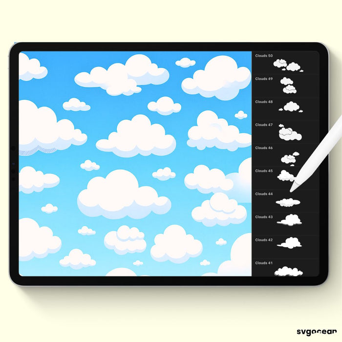 Storm and Cloud Procreate Brushes - Svg Ocean
