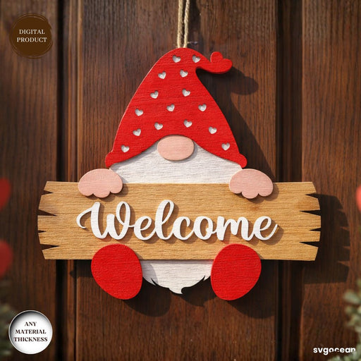Valentine Gnome Door Sign Laser Cut - Svg Ocean