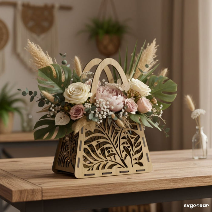 3D Flower Basket Laser Cut Bundle - Svg Ocean
