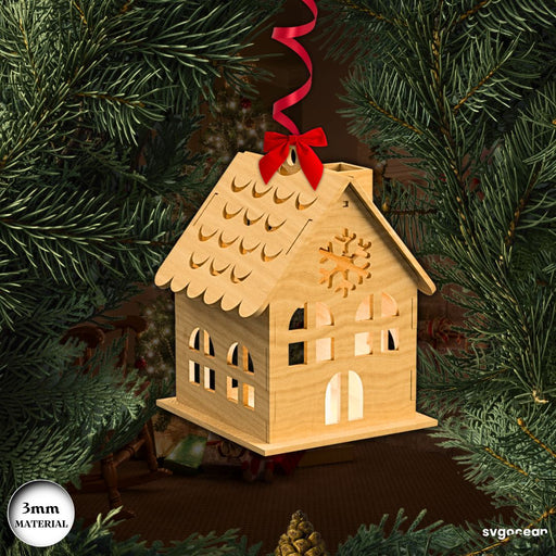 Christmas House Candle Holder SVG - Svg Ocean