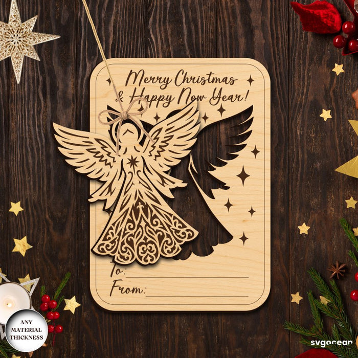 Christmas Card Angel Ornament Bundle - Svg Ocean