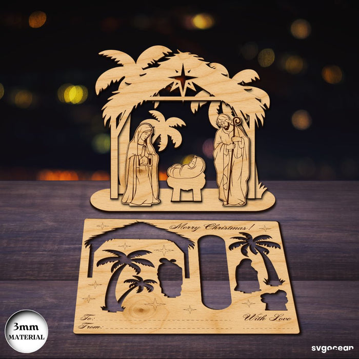 Nativity Scene Gift Cards Bundle - Svg Ocean