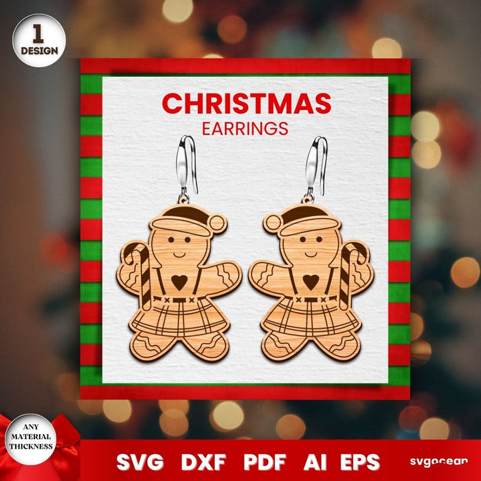 Gingerbread Man Earrings Laser Cut - Svg Ocean