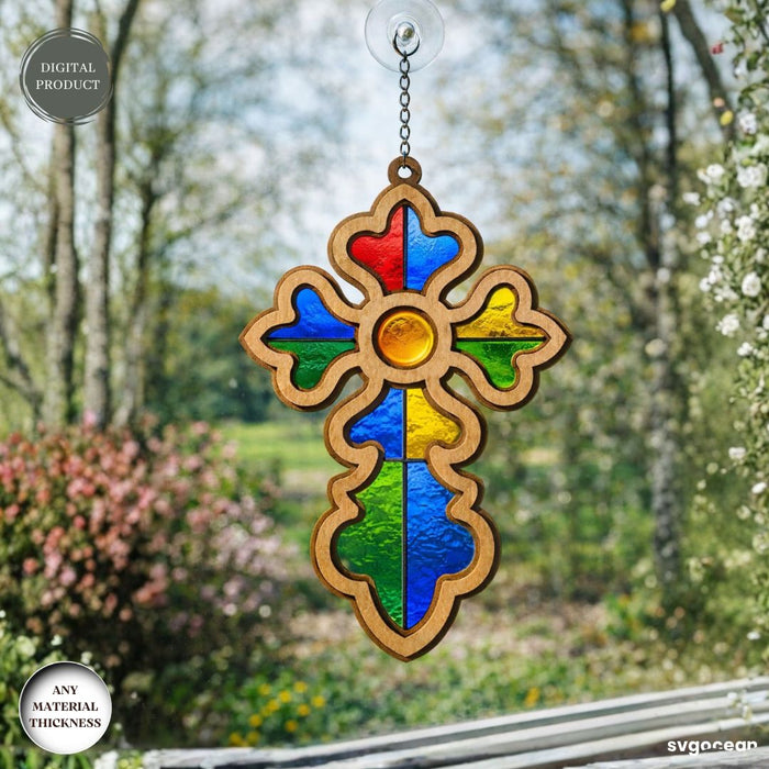 Cross Suncatcher Laser Cut - Svg Ocean