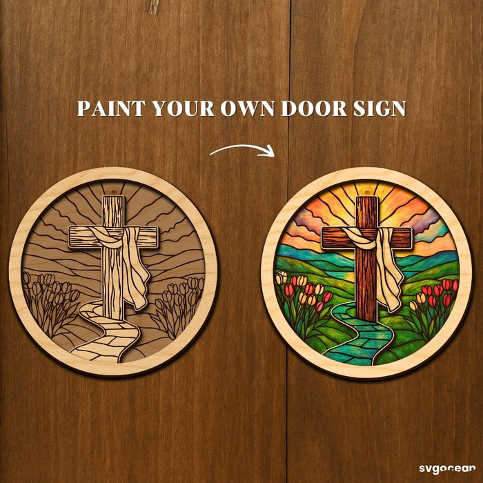 Nativity Stained Glass Door Sign Bundle - Svg Ocean