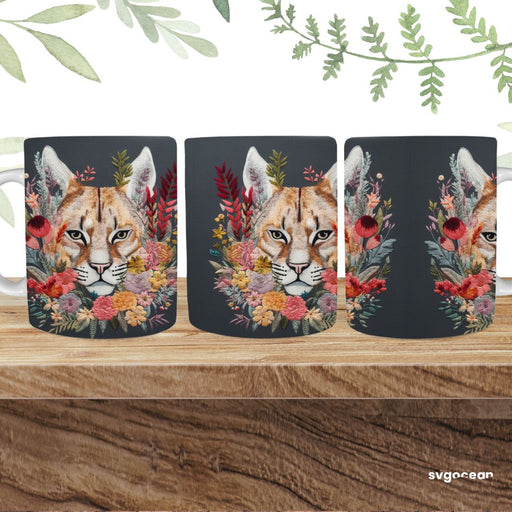 Embroidery Lynx Mug Sublimation - svgocean