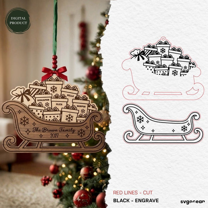 Santa Sleigh Ornaments SVG Bundle - Svg Ocean