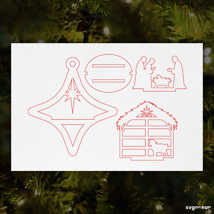 3D Nativity Scene Ornaments Bundle - Svg Ocean
