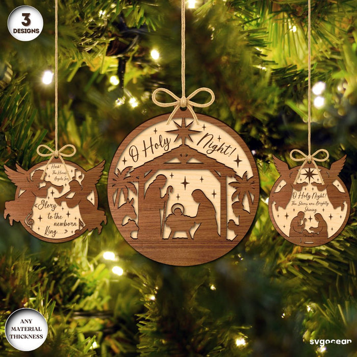 Round Nativity Ornaments Laser Cu - Svg Oceant