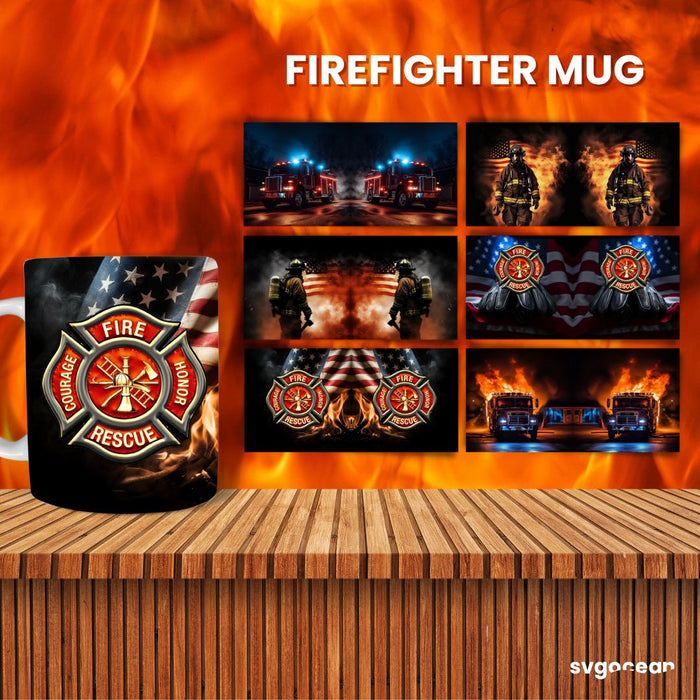 Firefighter Mug Wrap Sublimation Bundle - svgocean