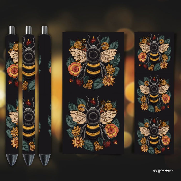 Embroidery Bee Pen Wrap Sublimation - svgocean