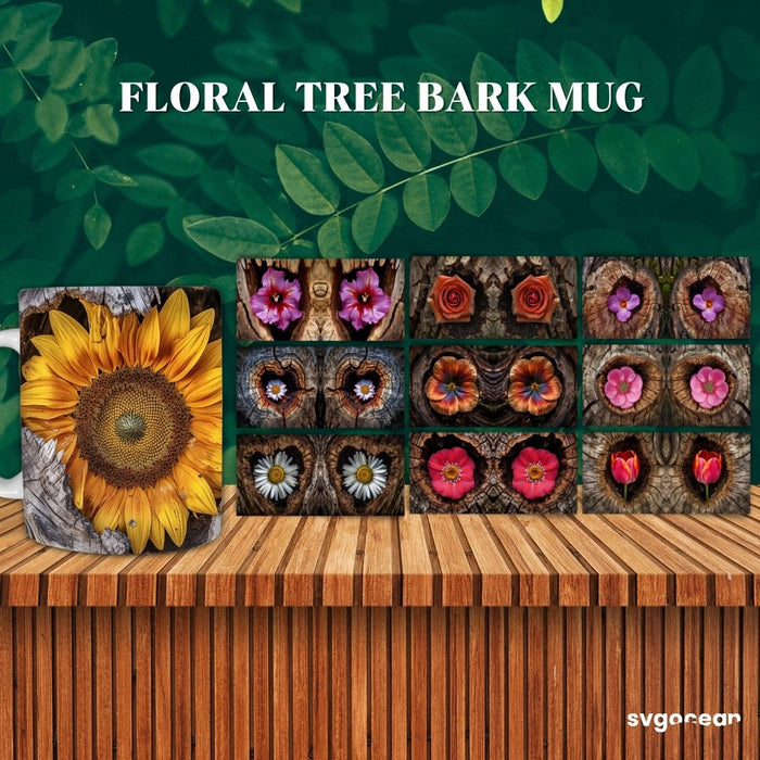 Flower Bark Mug Wraps Bundle - Svg Ocean