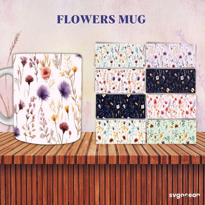 Floral Mug Wraps Bundle - Svg Ocean