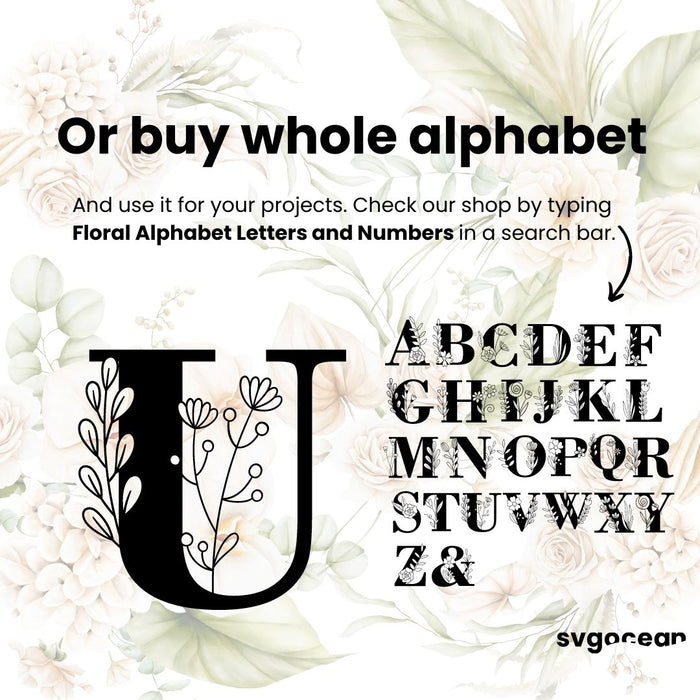 Floral Letter U SVG - Svg Ocean