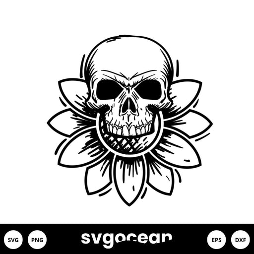 Sunflower Skull Svg - Svg Ocean