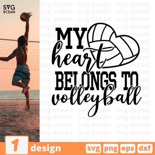 My heart belongs to volleyball SVG vector bundle - Svg Ocean