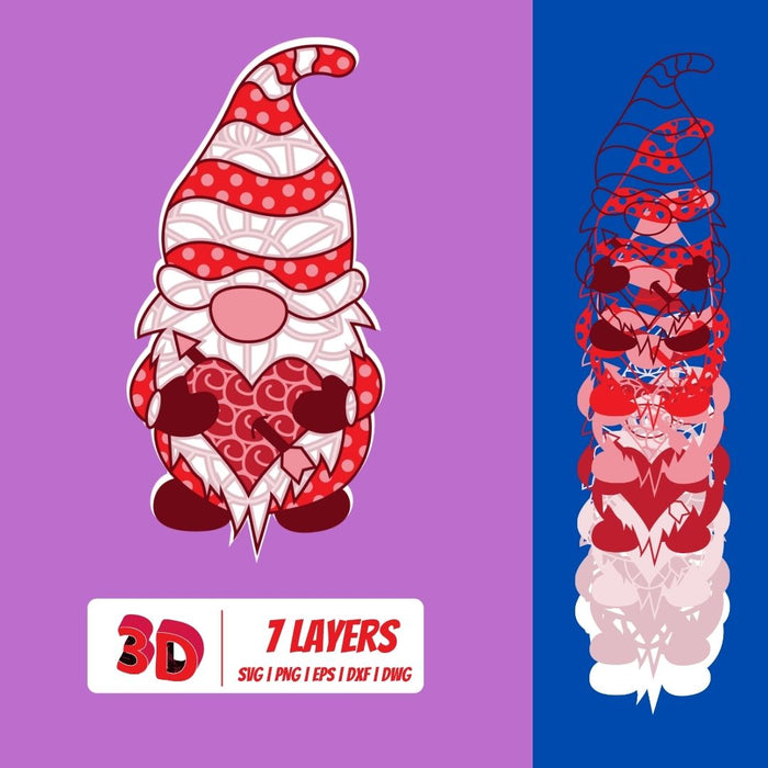 3D Valentines Day Gnomes SVG Bundle - Svg Ocean