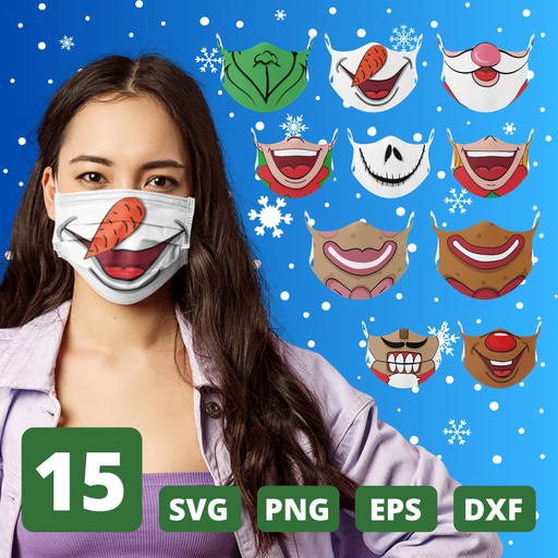 Christmas face mask patterns SVG vector bundle - Svg Ocean