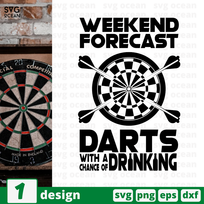 Weekend forecast Darts with a chance of drinking SVG vector bundle - Svg Ocean