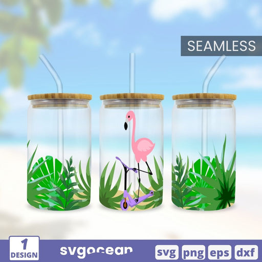 Free Flamingo Can Glass Wrap SVG - Svg Ocean