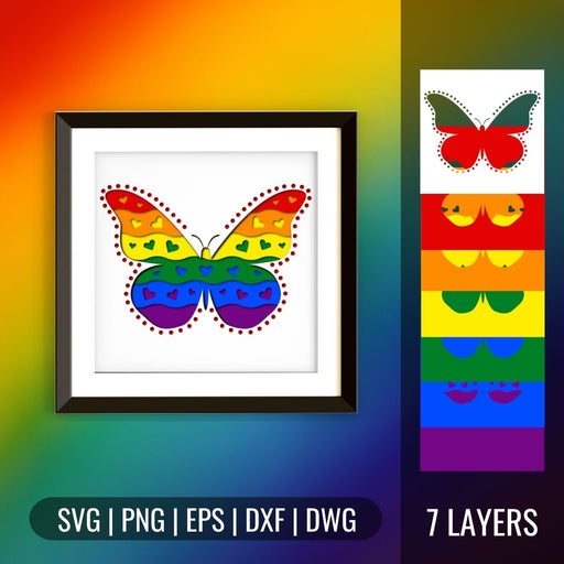 Pride Butterfly Shadowbox SVG - Svg Ocean