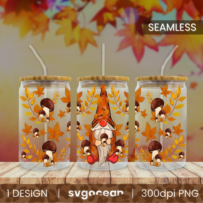 Autumn Gnome Can Glass - Svg Ocean