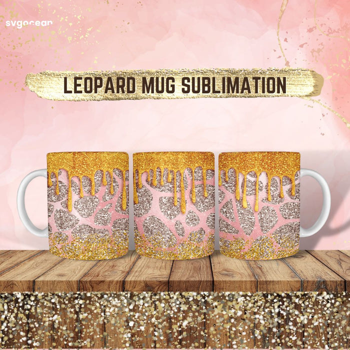 Leopard Glitter Mug Sublimation - Svg Ocean