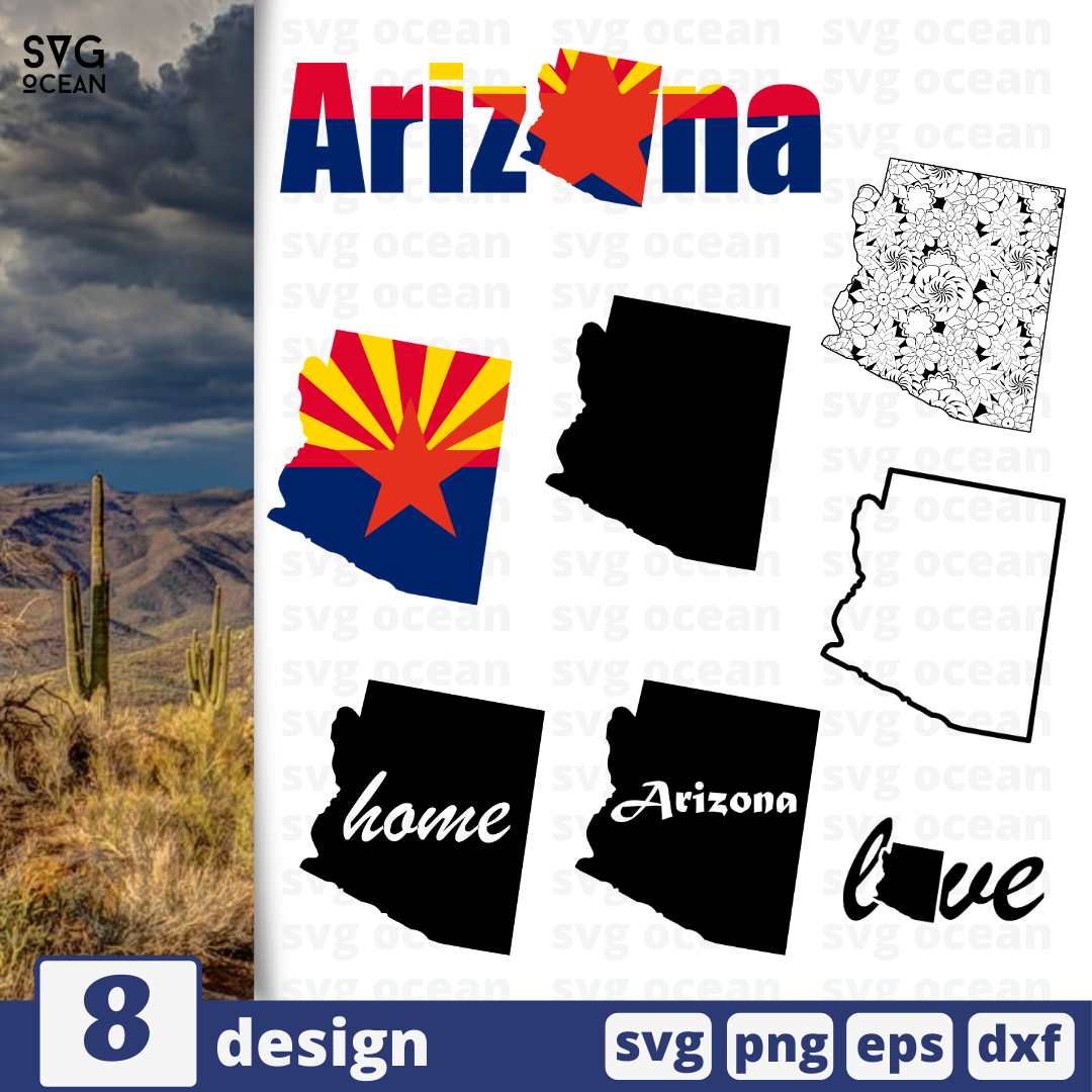 Arizona map SVG bundle vector for instant download - Svg Ocean
